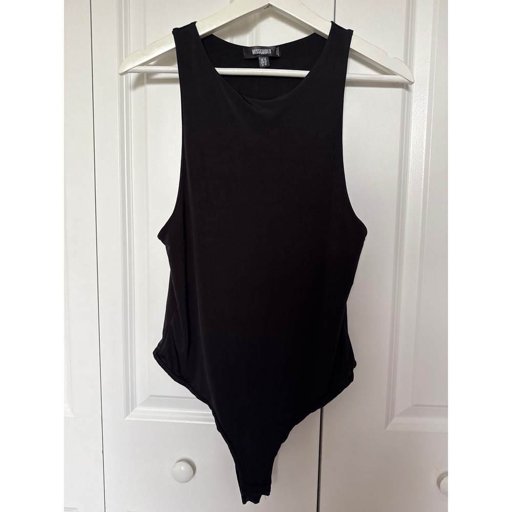 Missguided Black Sleeveless High Neck Bodysuit Women Size US 10 UK 14
